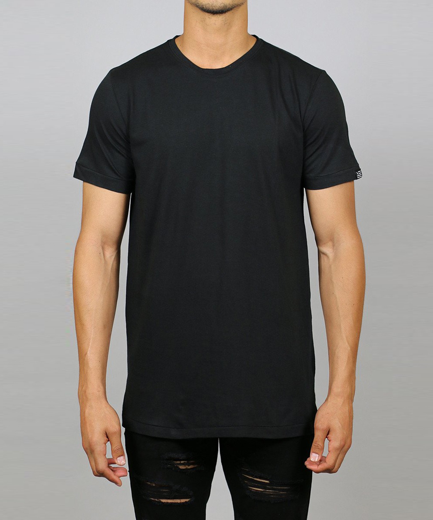 Black Slit Long T-Shirt