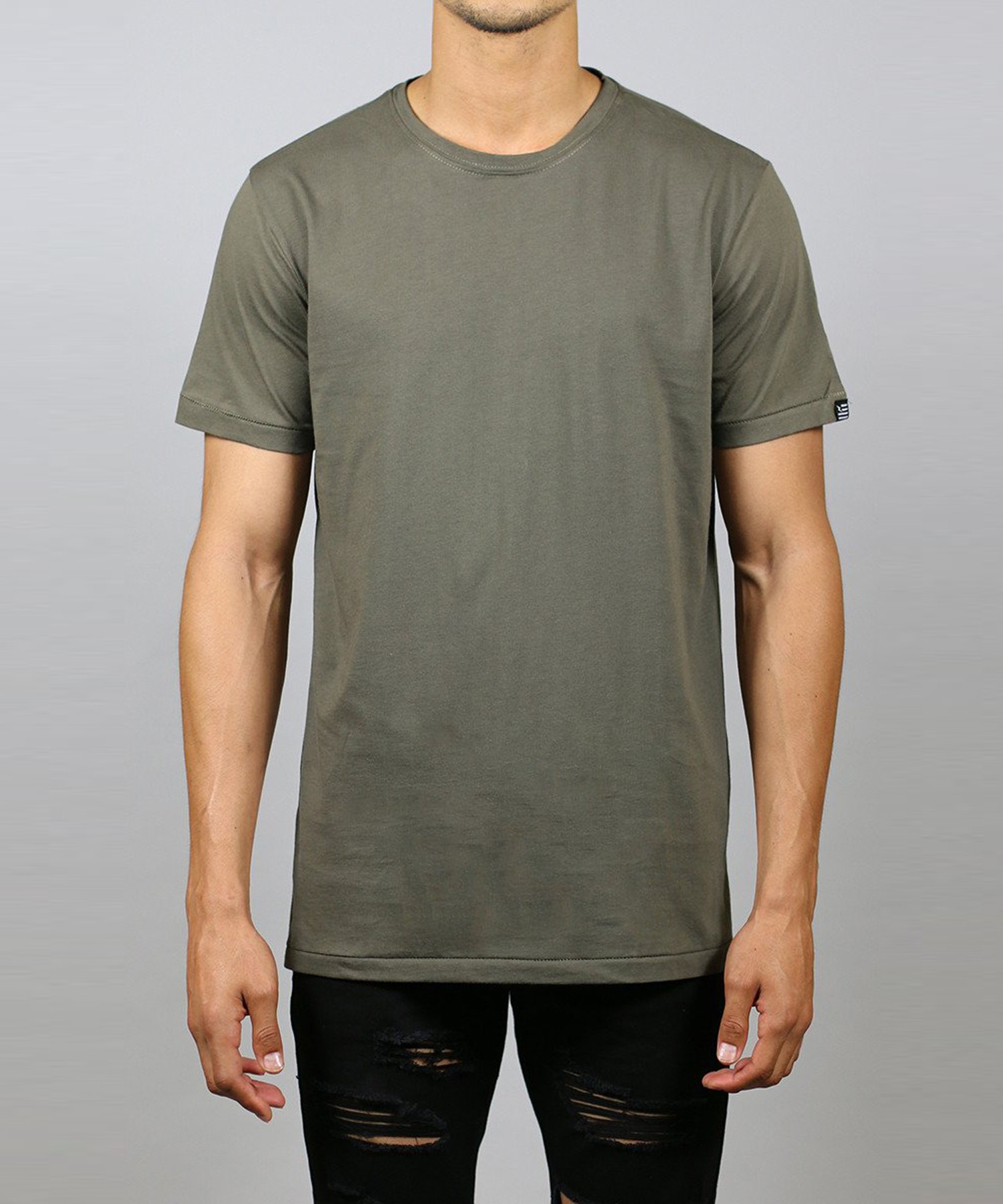 Olive Slit Long T-Shirt
