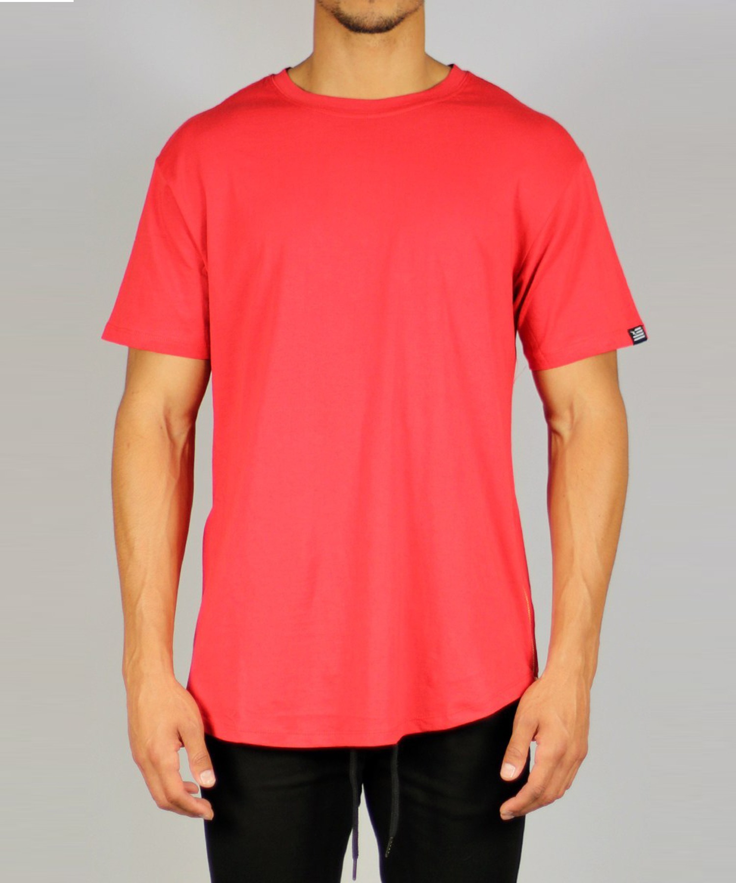Red Zipper Long T-Shirt